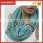 A-50 leather cuff women scarf crochet circle loop scarf wrap knit loop scarf with leather cuff