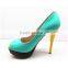 double platform shiny green peep toe shoes