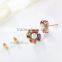 Lucky 18K Gold Plated Flower Shape Diamond Pearl Stud Earring