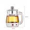 Multi-functional 1.8L USB Heatable borosilicate glass tea pot with handle and stainless steel lid wholesale