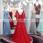 2016 Latest Fashion Red Long Evening Dresses Lace Applique Robes De Soiree 2016 Longue Sexy V-Back High Quality Hot Sale ML174