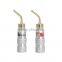 New 24K Gold For Nakamichi Speaker Pin Angel 2mm Banana Bend Plugs Speaker wire Screw Lock Connector