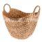 Water hyacinth rectangular laundry basket with hole handle