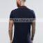 Short Sleeve Button Placket Collar Cuff Red Tip Design Men's 100% Cotton Breathable Pique 200g Casual Slim Navy Polo Shirt