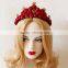 Fabric red rose queen hairband,star crown dancing hair hoop,bride wedding party hair decoration