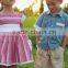 2016 Girls ABC + 123 in Antique Brick Well Dressed Remake Dress Kids Back To School 100% Cotton Striped Lace Dress