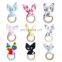 Hot Selling Baby Product Wood Wooden Teether With Rabbit Ear Newborn Teether Toys