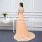 Long Chiffon Bridesmaid Dresses Peach High Quality Lace Backless Sexy Brides Maid Of Honor Vestidos De Real Photo D001