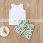 Floral pattern Top vest and cactus pattern shorts 2pcs Baby Girl summer suit direct from factory