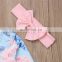 New Blue Infant Baby Girl Floral Romper Printed Playsuit Long Sleeve Jumpsuit + Headband 2pcs set Tiny Clothes Outfit