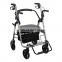 Adjustable aluminium alloy heavy duty all terrain 4wheels portable rollator walker for disabled person