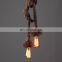 Retro industrial style hemp rope with 2 heads pendant light for decorate
