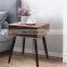 Medieval nightstand 2-piece set table with 1 storage drawer nightstand with wooden leg side table country Brown