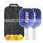 Pickleball Paddle Set With 2 50% Carbon+50% Glass Fibers Includes 2 Indoor and 2 Outdoor Pickleball Balls Pickleball Bag PP Core
