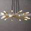 Custom living dining room bedroom home hotel pendant lights lighting fixtures black led gold luxury modern brass chandelier