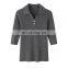 Ladies Pure Cashmere Pullover Spring Half-Sleeve Slim Fit Rib Knitted Polo Neck Sweater Turn-Down Collar Button Casual