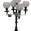 wedding centerpieces candelabra with crystal beaded votive and hangings.