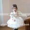 2015 spring girls dress retro style tutu dress black and white princess skirt long sleeve princess dress with necklace