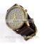 Vintage Women's Bronze Round Dial Leather Band Quartz Wrist Watch
