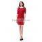 Office Ladies Women Lapel Short Sleeve Above Knee Career Dress