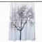 Wholesale Price 180x180cm Waterproof Black Scenery Tree Design White Fabric Bathroom Shower Curtain Liner Hooks Polyester