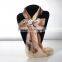 fashionable metal alloy crystal and white rose flowers scarf ring
