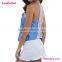 2016 Blue Denim Vest Lace Back Halter Neck women blouse