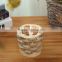 Round wooden glass candle stand with wood base