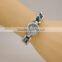 fashion women silver stainless steel with leather bracelet quartz wrist watch