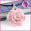 Chinese Craft Ceramic Pendant and Handmade Knitted Necklace Rose Flower