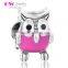 X350 Wholesale Enamel Crystal Owl Charms 925 Sterling Silver