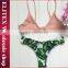 Newest brazilian tiny green leaf sexy print bikinis woman swimwear 2017 CK348