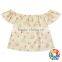 Cheap Baby Girl Blue Floral Flutter Sleeve Off The Shoulder Top