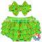 Wholesale Boutique Cheap Nice Baby Underwear Yellow Ruffle Baby Bloomers Set Match Bowknot Headband