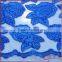 Blue rose embroidery fabric with sparkle sequin