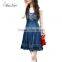 Summer fashion lace patchwork mexican embroidered women denim dress
