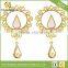 Gold copper opal hollowed-out flower long ear plug