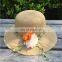 Flower Rough Selvedge Large Eaves Straw Hat Sunshade Beach Hat