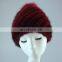 Winter women mink fur hats weaven knit fox fur pom pom hats