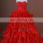 HMY-S055 Real Images Customized Charming Red Satin Organza Floor-Length Ball Gown Wedding Dresses 2015