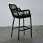 Hormel chair aluminium european style furniture fiber rope weaving outdoor high bar stool with back
