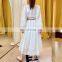 TWOTWINSTYLE Embroidery Lantern Sleeve High Waist With Sashes Ruched Dress Women