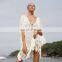 Summer Free Size knitted Tunic Tassel Holiday Dress Swimwear V-neck Swimsuit Beach Solid Color Cover Up UK