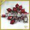 Vintage flower shape crystal red jewelry rhinestone brooches cheap bulk for crafts FB-051