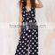 White Polka Dot Print Plunging V At Front And Back Crop Wide-leg Jumpsuit