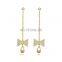 2021 New Arrival Design Shinny Pearl Tassel Cross Earring Gold Plated Bow Pearl Beads Tassel Earring For Women