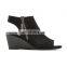 women elegant design high heel open toe zip up closure with back elastic strap ladies wedges sandals shoes (LAJWG0020)