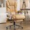 home white leather boss computer desk chair reclining swivel executive ergonomic massage office chairs with footrest for office