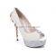 Catwalk Shoes Handmade Wedding Strass Shoes Round Toe Platform High Heel Scorpion Heels