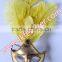 Gold Ostrich Feather Masks Halloween Party Supplies